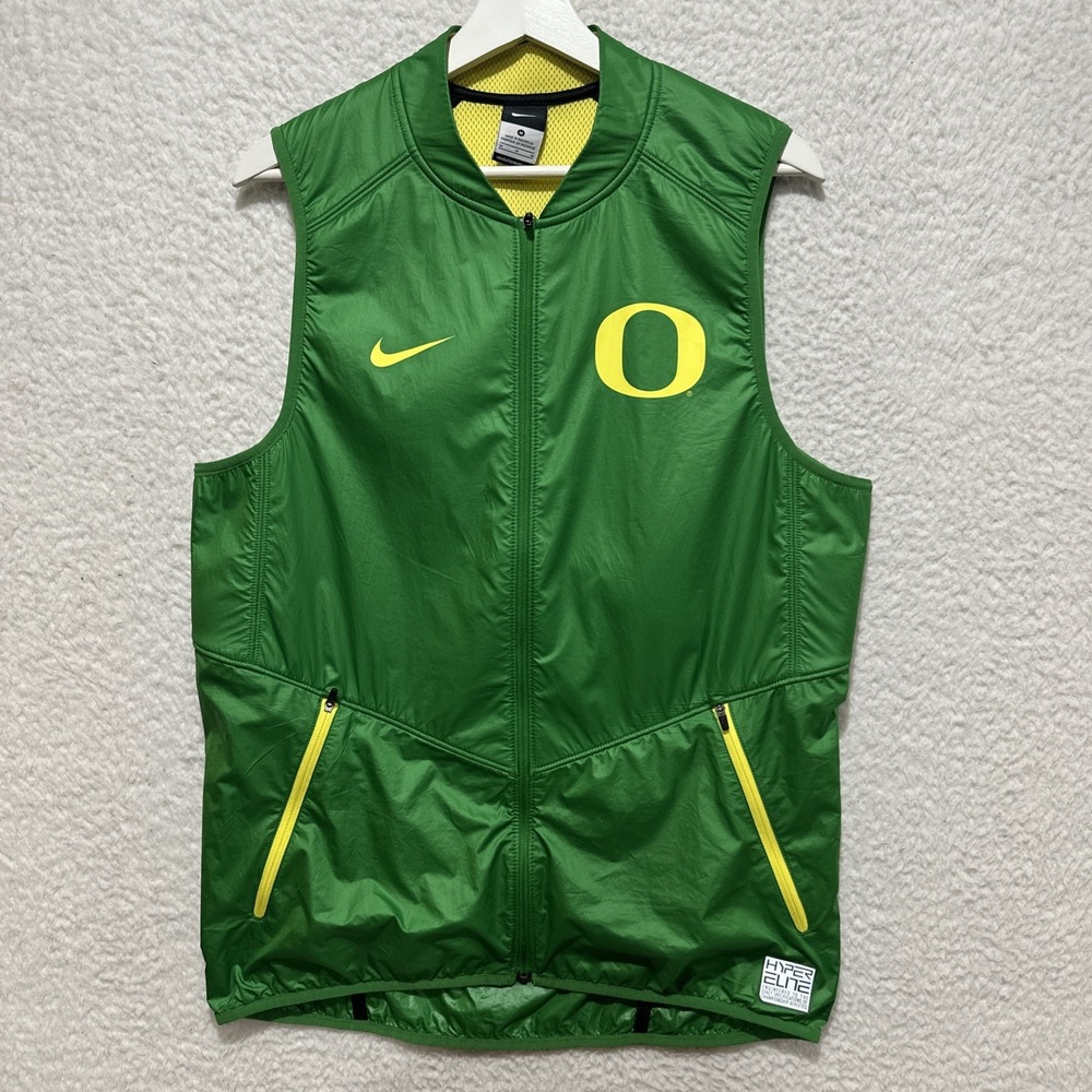 Nike Men's Vest Size M Team Issue Oregon Ducks Hyper Elite Full Zip Green